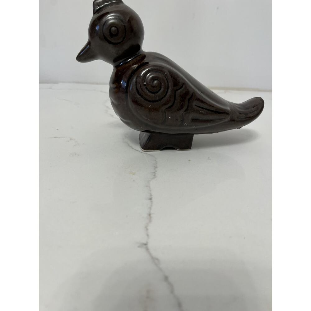Bird Figurine Art Deco, Egyptian Styles Painted Brown 8 x 5.25" VTG